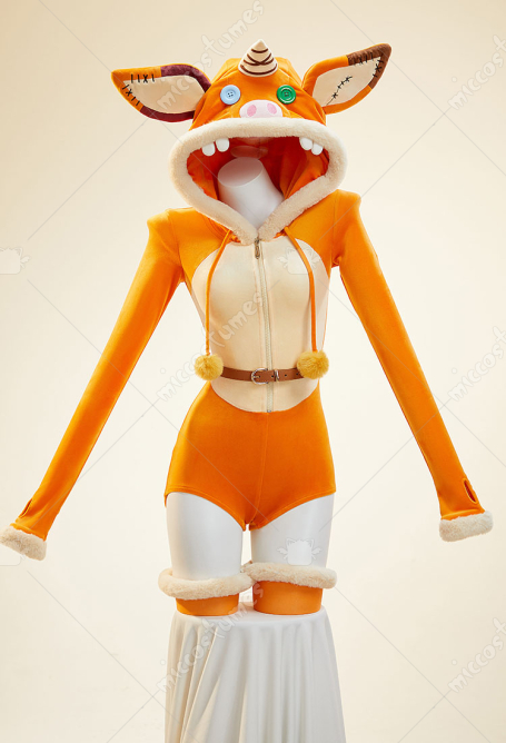 Bokoblin Derivative Sexy Cosplay Lingerie Plush Bodycon Romper Fluffy Pig Hoodied Bodysuit with Belt and Socks