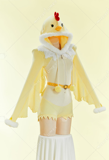 Kawaii Cream Yellow Chicken Sexy Lingerie Plush Romper Halloween Costume Furry Onesie with Eyes and Socks