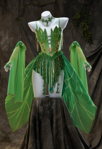 Superhero Derivative Sexy Lingerie Halloween Costume Elf Fairy Irregular Dress with Detachable Chiffon Sleeves