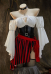 Female Pirate Sexy Lingerie Outfit Halloween Costume One Shoulder Top and Irregular Skirt with Waist Belt and Eye Mask