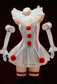 It the Joker Derivative Sexy Lingerie Halloween Costumes Corset Top and Skirt with Collar