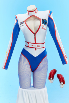 Ricky Bobby Derivative Sexy Lingerie Racing Bodysuit Cutout Printed Jumpsuit with Pantyhose and Belt