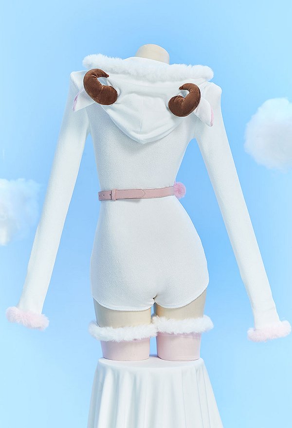 Sheep Kawaii Plush Hooded Homewear - Bodysuits for Women | Top