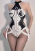 Sexy Cosplay Lingerie Mecha Style Printed Bodysuit Cutout Halter Neck Printed Jumpsuit