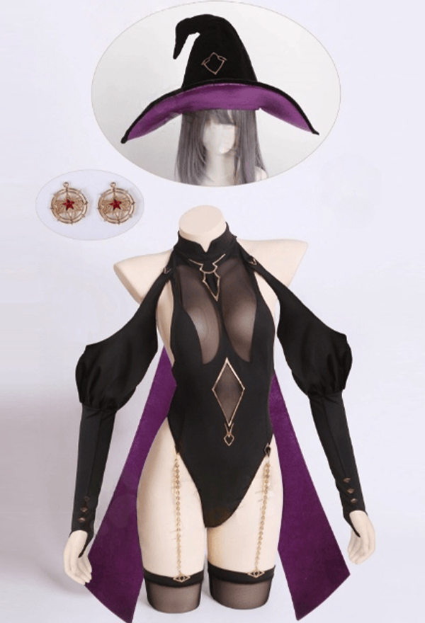 Sexy Witch Lingerie Set Mesh Cutout Bodysuit - Cosplay Lingerie for Women |  Top Quality Jumpsuit for Sale