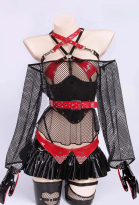 Street Angel Sexy Lingerie Set Waist Belt and Mesh Cover-up with Mini Skirt and Panty