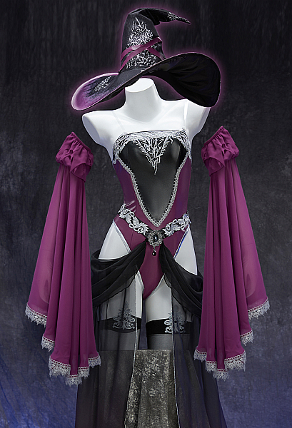 Video Game Recluse Derivative Sexy Cosplay Set Off-the-shoulder Bodysuit with Skirt and Hat
