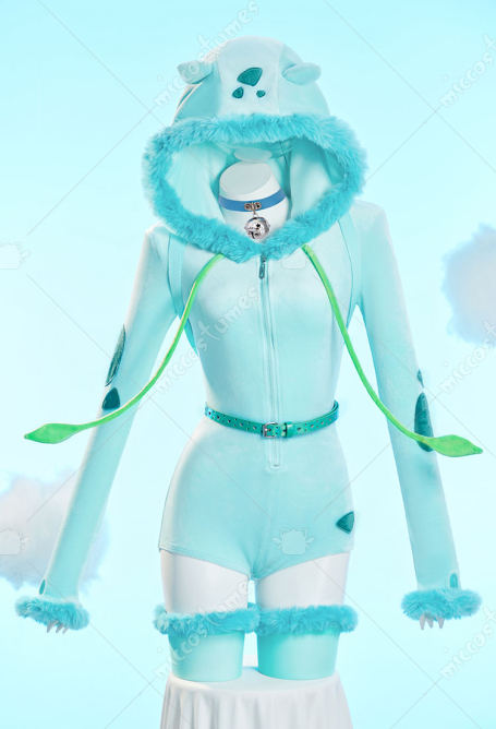 PM Derivative Sexy Cosplay Costume Cute Plush Romper Homewear Hooded Bodysuit with Backpack and Belt
