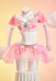 Princess Peach Derivative Music Festival Sexy Outfit Ruffled Crop Top and Skirt with Thong and Gloves