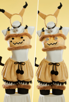 PM Derivative Sexy Cosplay Costume Plush Homewear Crop Top and Shorts with Hairband Tail