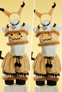 PM Derivative Sexy Cosplay Costume Plush Homewear Crop Top and Shorts with Hairband Tail