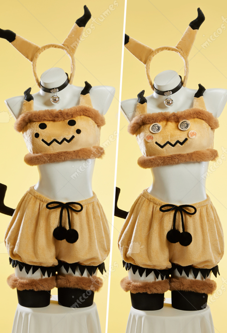 PM Derivative Sexy Cosplay Costume Plush Homewear Crop Top and Shorts with Hairband Tail