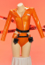 Sexy Orange Prisoner Costume Zip-up Bodysuit with Shorts and Belt