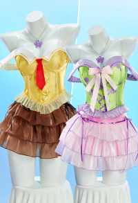 SpongeBob and Patrick Star Derivetive Sexy Cosplay Costume Floral Print Cinched Bodice and Cake Skirt with Tie