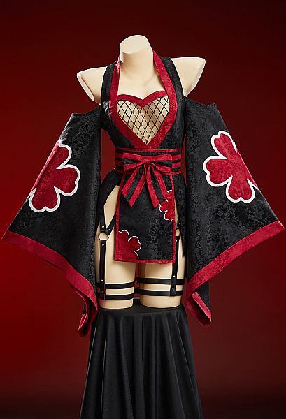 Tenue sexy inspirée des ninjas robe kimono à manches larges avec ceinture obi et chaussettes