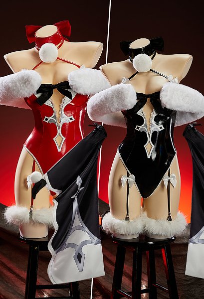 Mobbunny x Princess_Ailish Weihnachts No.2 Type B Set sexy Neckholder Bodysuit mit Ärmeln und Kunstpelzbesatz
