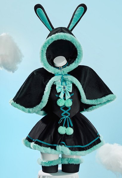 Sexy Bunny Christmas Plush Outfit Set Strapless Dress with Cape and Thigh-high Stockings