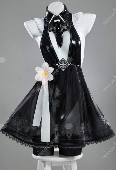 Stellar Blade 2B EVE Cosplay Costume YoRHa No. 2 Type B Black Dress with Eye Patch Gloves