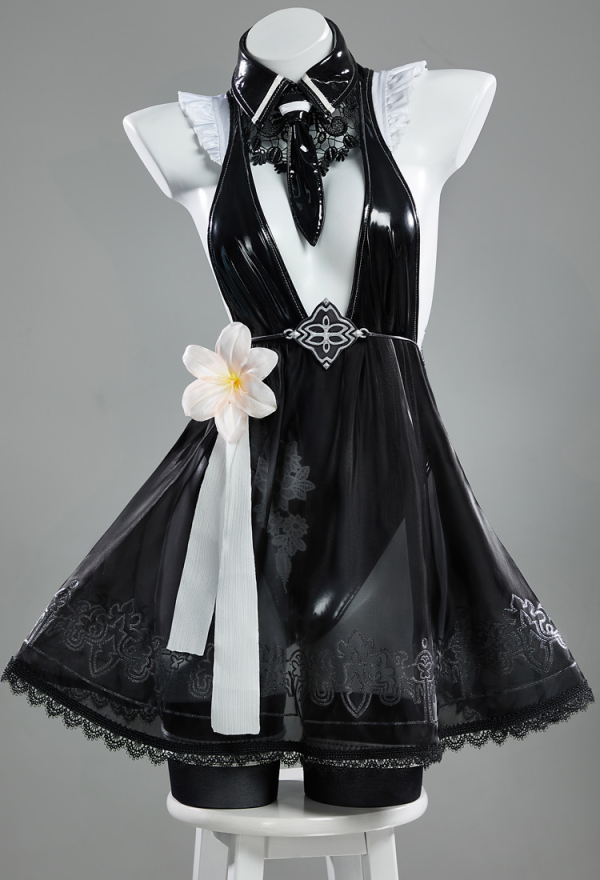 Stellar Blade 2B EVE Cosplay Costume YoRHa No. 2 Type B Black Dress with Eye Patch Gloves Stellar Blade 2B EVE Cosplay Costume YoRHa No. 2 Type B Black Dress with Eye Patch Gloves