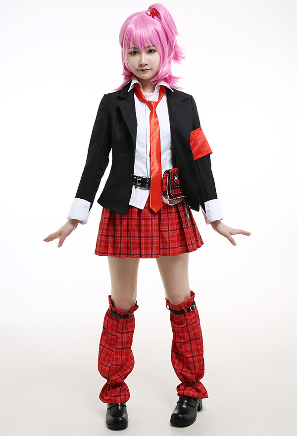 Shugo Chara Cosplay Kostüm Amu Hinamori Japanischer Stil Uniform Hemd Faltenrock Regenschirmrock Jacke A Linien Rock mit Bauchtasche Cosplay Kostüm