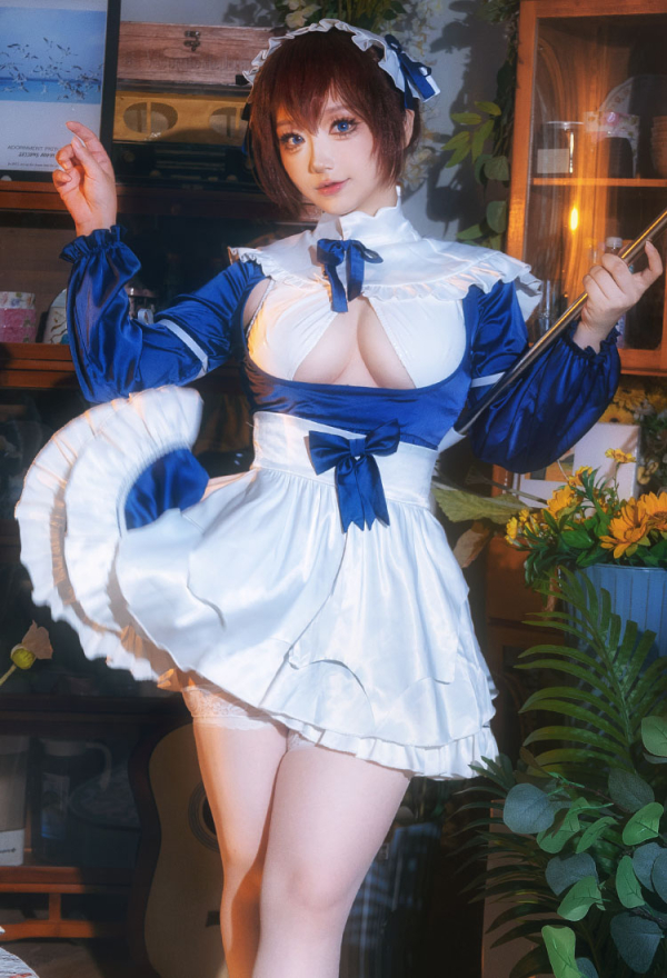 Maid Master Arachne Cosplay Sexy Maid Costume Dress and Bodysuit with Apron and Stockings