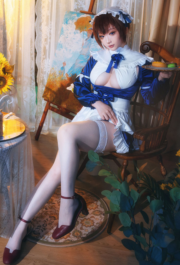 Maid Master Arachne Cosplay Sexy Maid Costume Dress and Bodysuit with Apron and Stockings