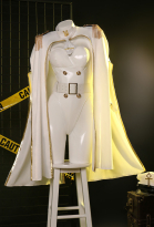Miccostumes x Mobbunny x Chowbie Inquisitor Sexy Lingerie Set Halloween Officer Costume White Bodysuit with Pants Cloak Hat