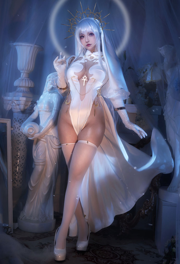 Halloween Hollowed Halter Dress and Veil - Sister Sexy Lingerie Set