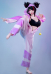 Street Fighter Juri Cosplay Costume Plush Onesie Pajama and Bra Set Kawaii Homewear