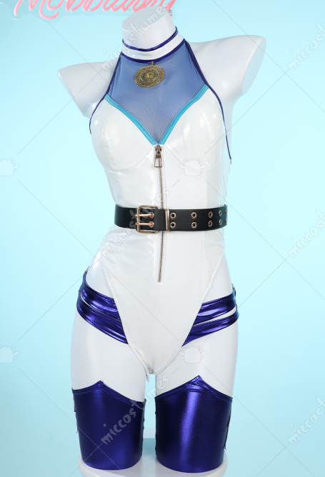 Manon Derivative Sexy Lingerie Set Slim Bodysuit and Belt with Thigh Socks and Wristbands