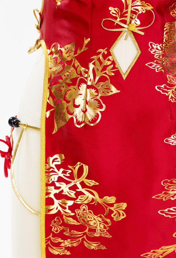 Women Chun-Li Costume- Sexy High Slit Red Cheongsam Dress and Top with Thong Bracelets Game Fighter Cosplay | Top Quality Outfits for Sale Women Chun-Li Costume- Sexy High Slit Red Cheongsam Dress and Top with Thong Bracelets Game Fighter Cosplay | Top Quality Outfits for Sale