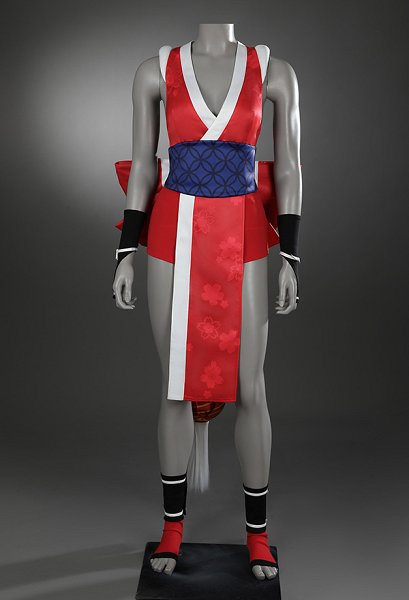 Street Fighter SF6 Mai Shiranui Cosplay Costume Red Dress Set Top Shorts with Waistband Gloves Tail