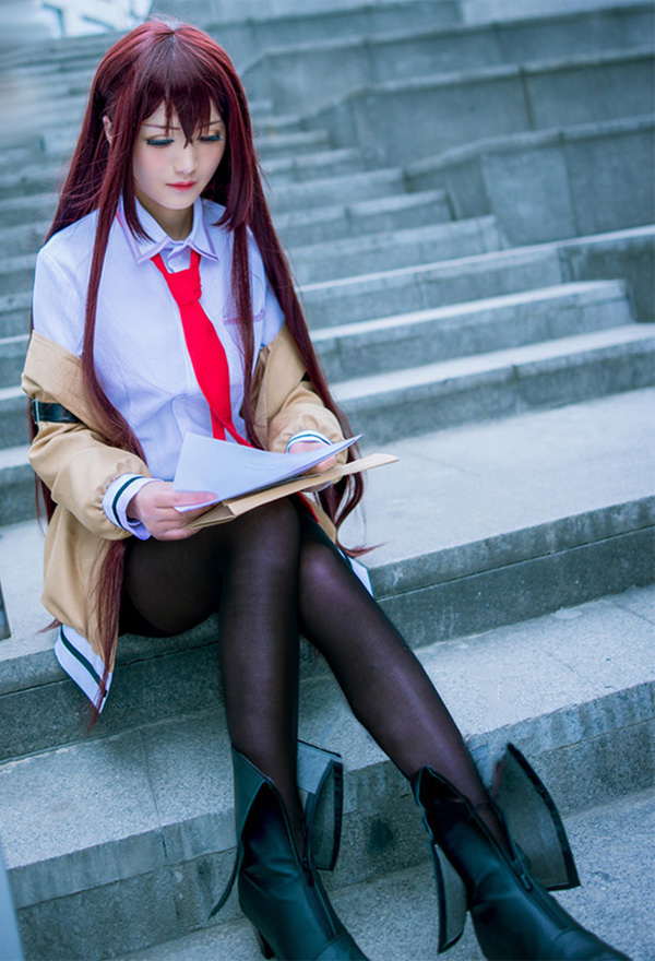 Anime Steins Gate Assistant Makise Kurisu Cosplay Traje Cosplay Uniforme