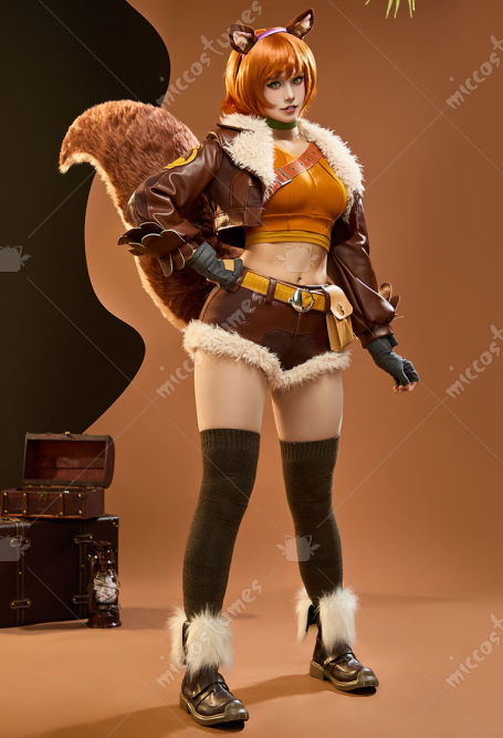 Rival Girl Doreen Game Cosplay Costume Vest Shorts with Jacket Tail