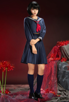 Silent Hill F Shimizu Hinako Blue JK Uniform with Bow Tie and Tattoo Stickers