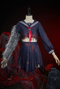 Silent Hill F Shimizu Hinako Cosplay Costume Animalized Printed JK Uniform Set Top Half Skirt with Gloves and Socks