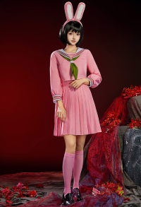 Silent Hill F Shimizu Hinako Pink JK Uniform Set Top and Skirt with Bow Tie and Socks