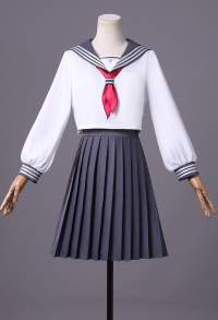 Silent Hill F Shimizu Hinako Gray White JK Uniform Set Top and Skirt with Bow Tie and Socks
