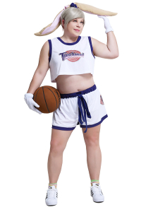 Plus Size Space Jam Lola Bunny Rabbit Curvy Cosplay Costume with Gloves and Hair Accessory