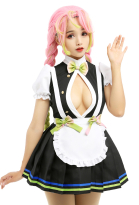 KNY Love Maid Costume with Apron Halloween Sexy Maid Dress for Fun Open Chest Style