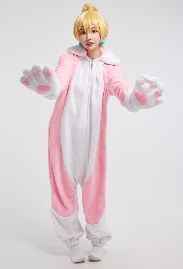 Halloween Mujeres de Dibujos Animados Melocotón Derivado Gato Rosa Mameluco Pijama Adulto Ropa de Casa Kigurumi Ropa con Capucha