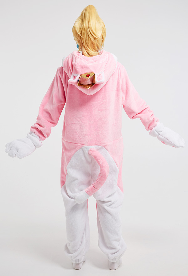 Combinaison Halloween Pyjama Une Pièce Style Princesse Peach Chat Rose Vêtement de Nuit à Manches Longues