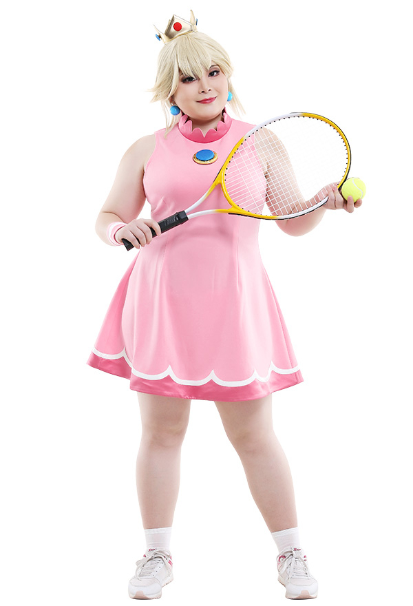 Übergröße Mario Tennis Prinzessin Peach Curvy Cosplay Kostüm