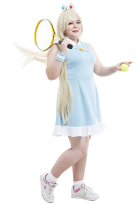 Plus Size Mario Tennis Rosalina Dress Curvy Cosplay Costume with Earrings and Wristband