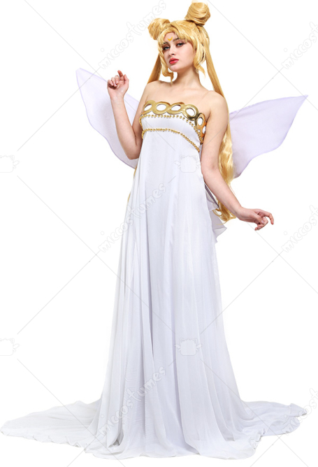 Sailor Moon Neo Queen Serenity Cosplay vestido con alas de arco de mariposa