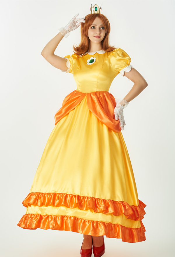 Daisy Cosplay Costume Princesse Robe et Couronne avec Agitation