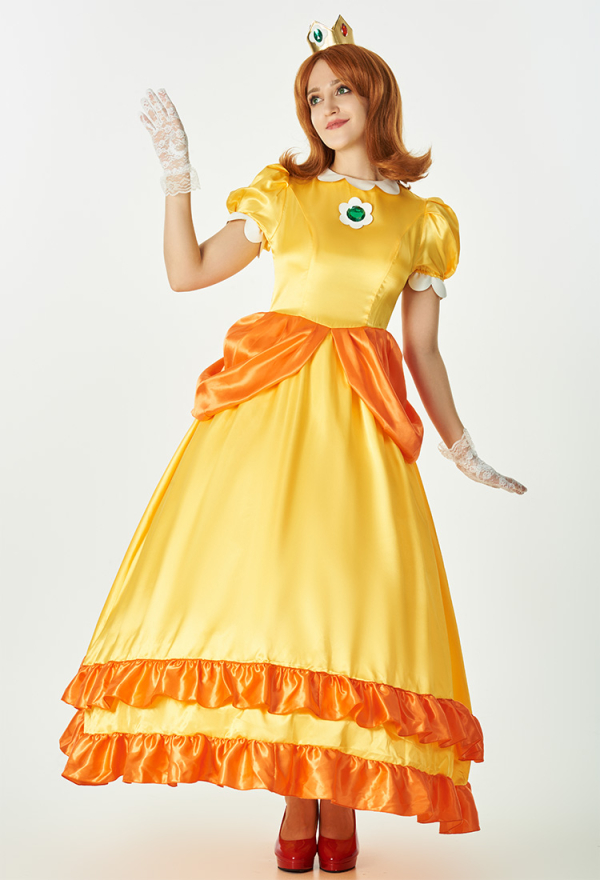 Daisy Cosplay Costume Princesse Robe et Couronne avec Agitation