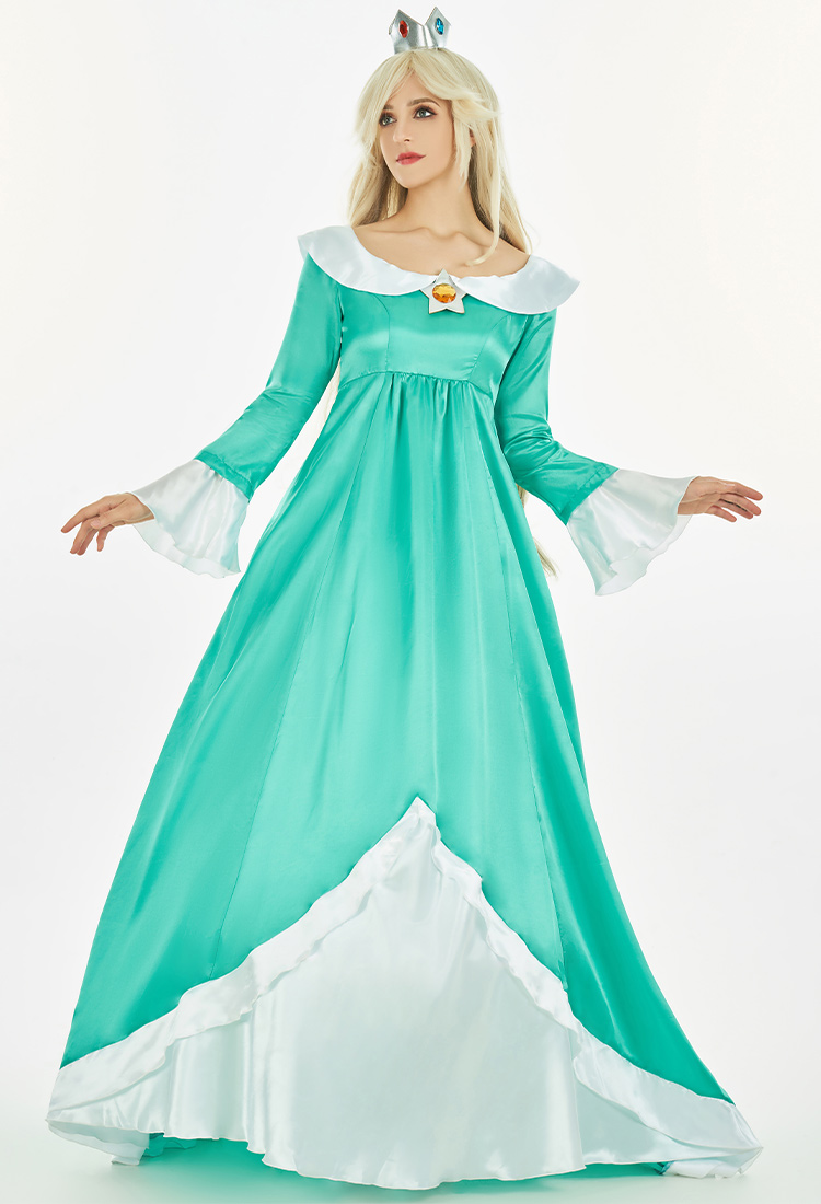 Rosetta Cosplay Costume Princess Dress and Crown with Crinoline