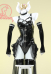 Hime Derivative Sexy Lingerie Set Black Bodysuit and Chiffon Skirt with Waistband and Earrings Cosplay Costume
