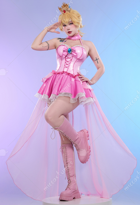 Peach Derivative Corset Skirt Set Princess Pink Outfit Halter Top and Skirt with Shawl